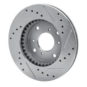 Acura CL Brake Rotor (1) - Front Left - R1 Concepts - Drilled & Slotted - Silver - `98-`02